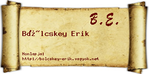 Bölcskey Erik névjegykártya
