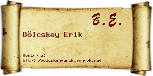 Bölcskey Erik névjegykártya